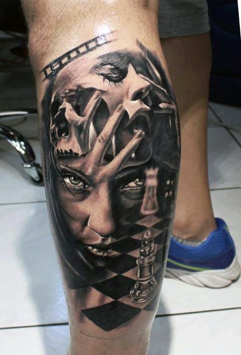 portraits leg tattoo for men