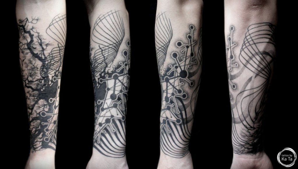 quantum leg tattoo for men