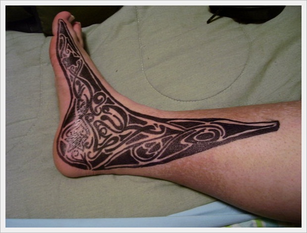 tribal ankle leg tattoo for guys