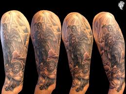 victorious angel leg tattoo for guys