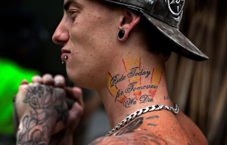 biker neck tattoo for men
