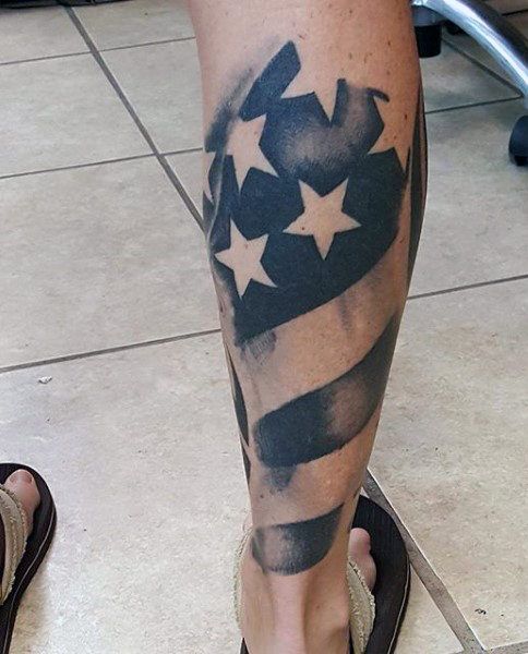 calf american flag tattoo for men