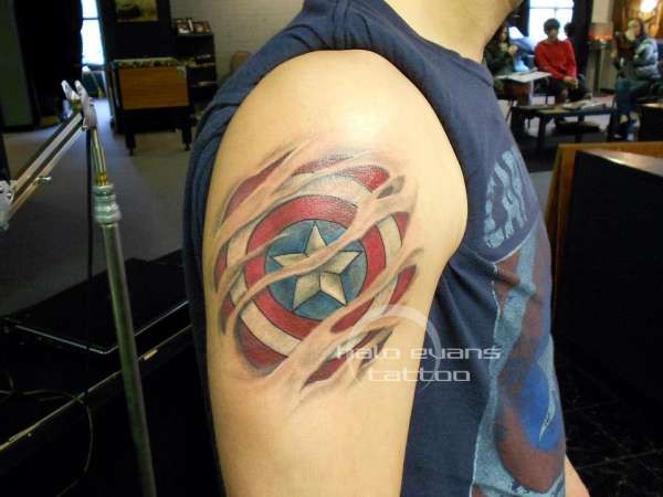 captain america american flag tattoo for men