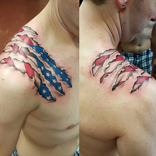 claw marks american flag tattoo for men