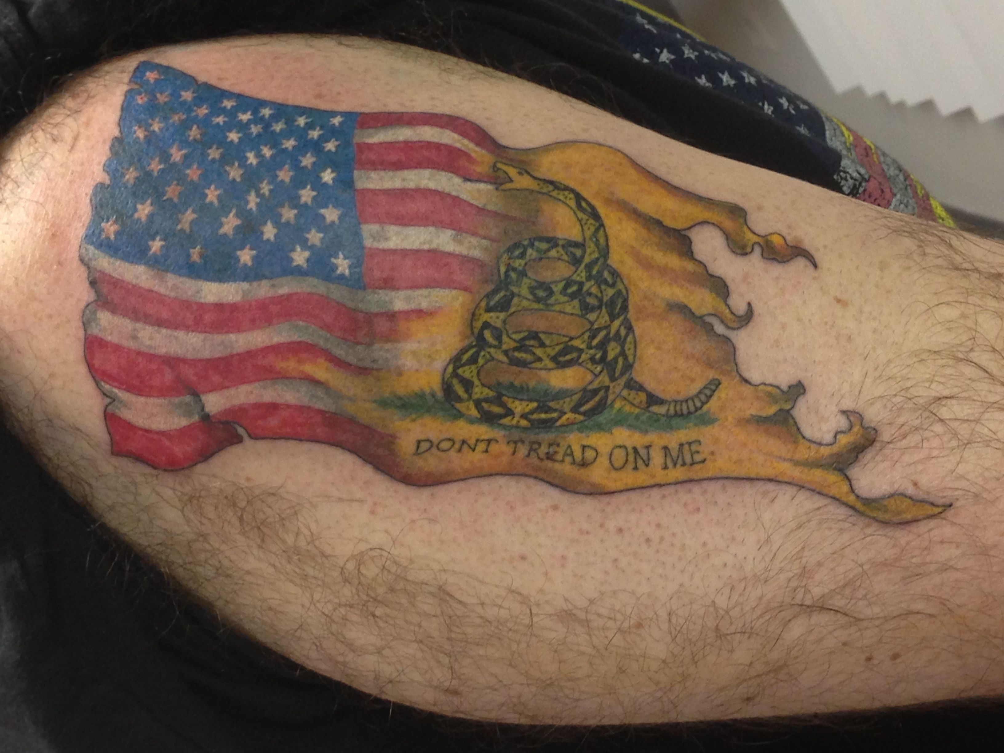 don't tread on me american flag tattoo for men