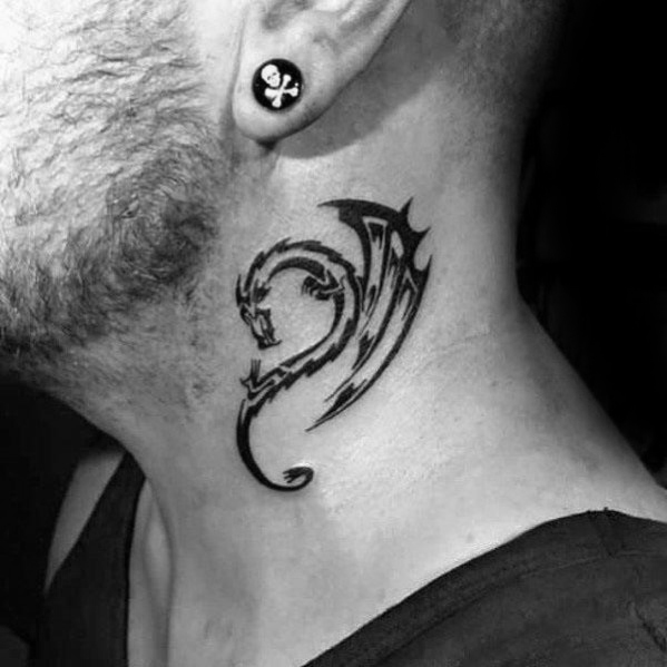 dragon neck tattoo for men