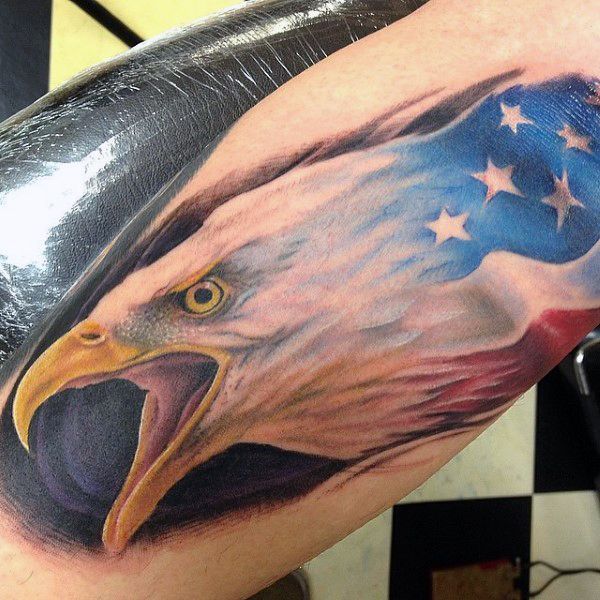 eagle american flag tattoo for men