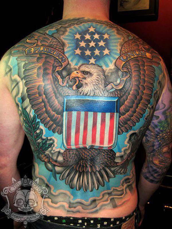 eagle and american flag tattoo for men