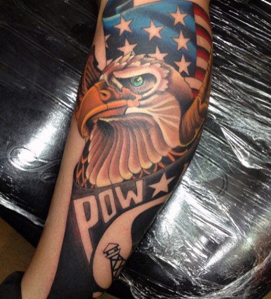 eagle pow american flag tattoo for men