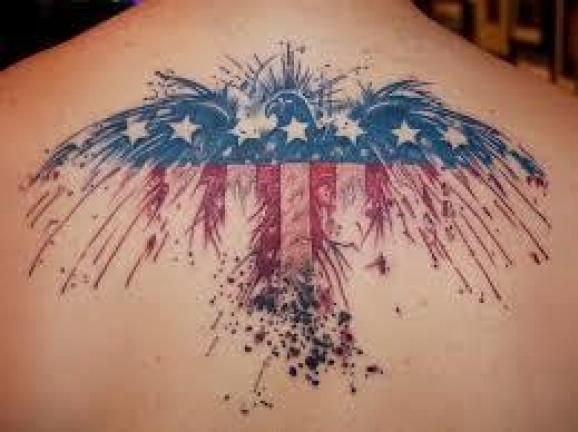 eagle shaped american flag tattoo for men