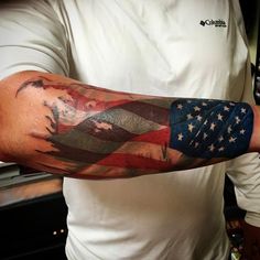 eagle wing american flag tattoo for men