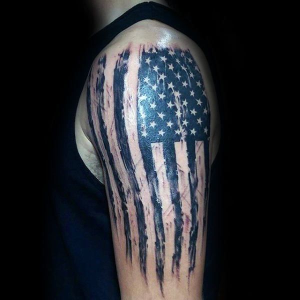 fade style american flag tattoo for men