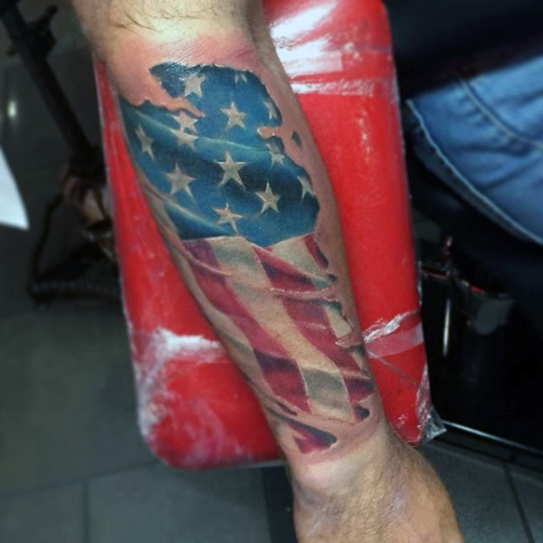 faded style american flag tattoo for men