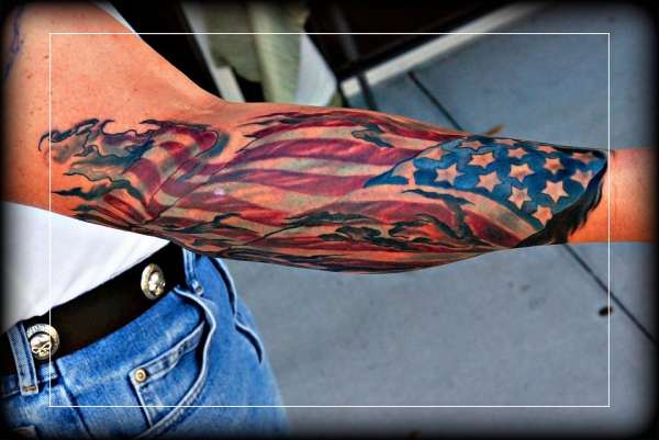 forearm american flag tattoo for men