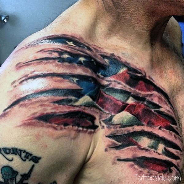 fresh cuts american flag tattoo for men