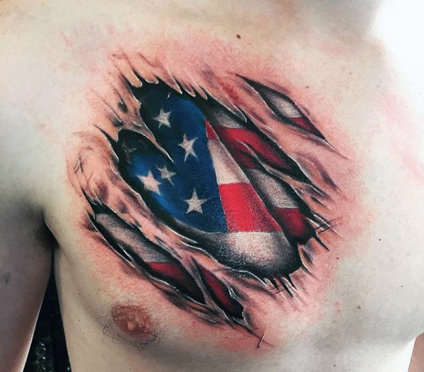 from the heart american flag tattoo for men