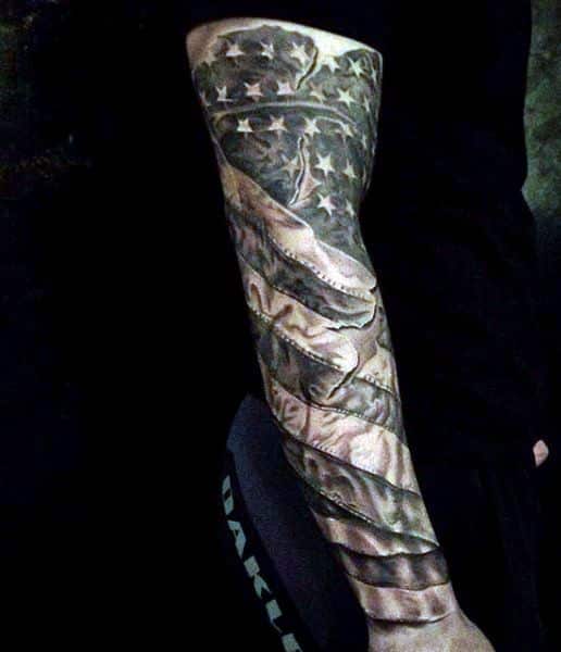 full sleeve american flag tattoo for men