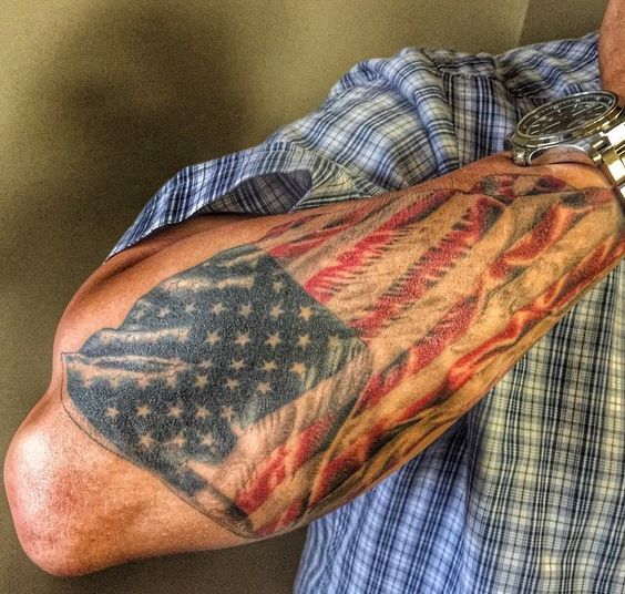 large forearm american flag tattoo for men