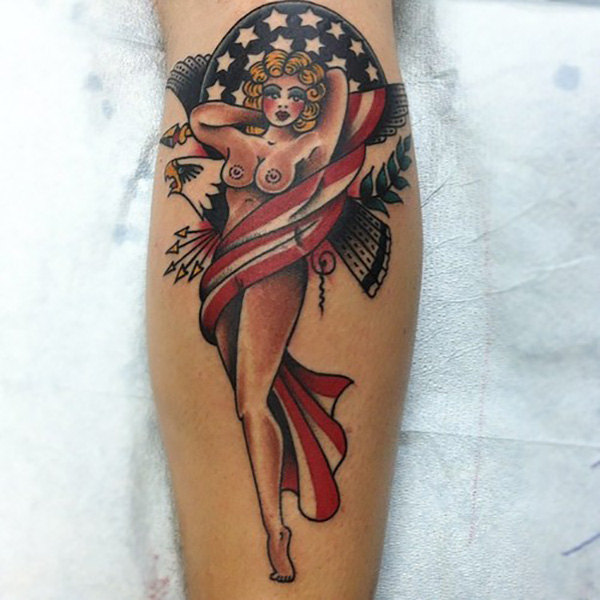 patriotic woman american flag tattoo for men