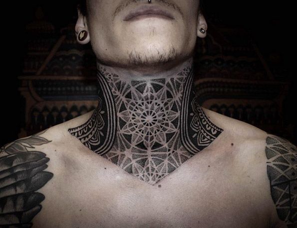 pattern neck tattoo for men