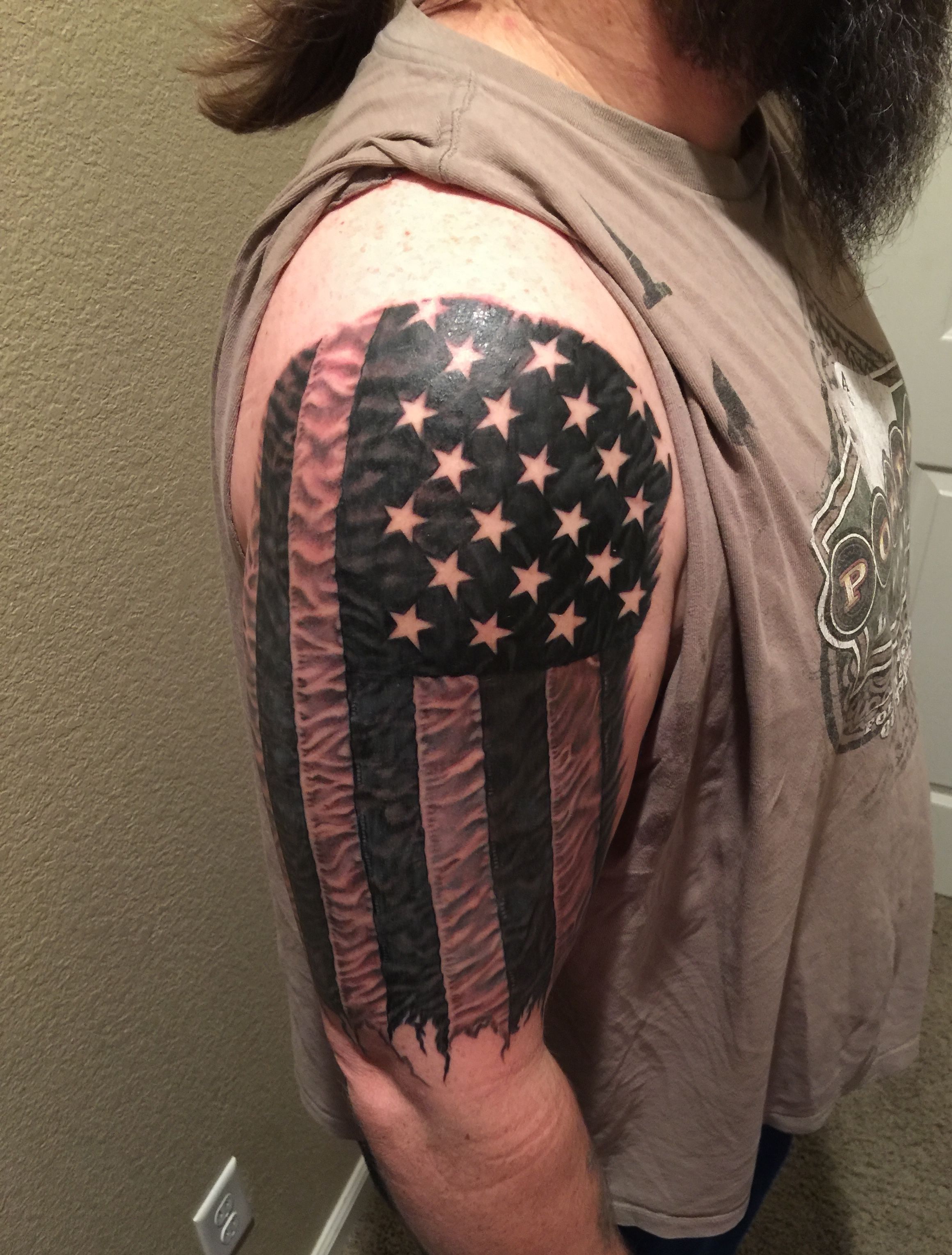 realistic american flag tattoo for men