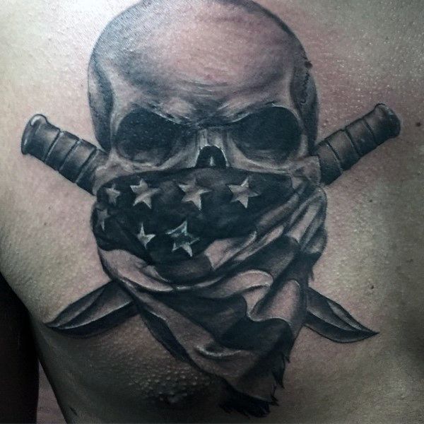 skull and american flag tattoo for men