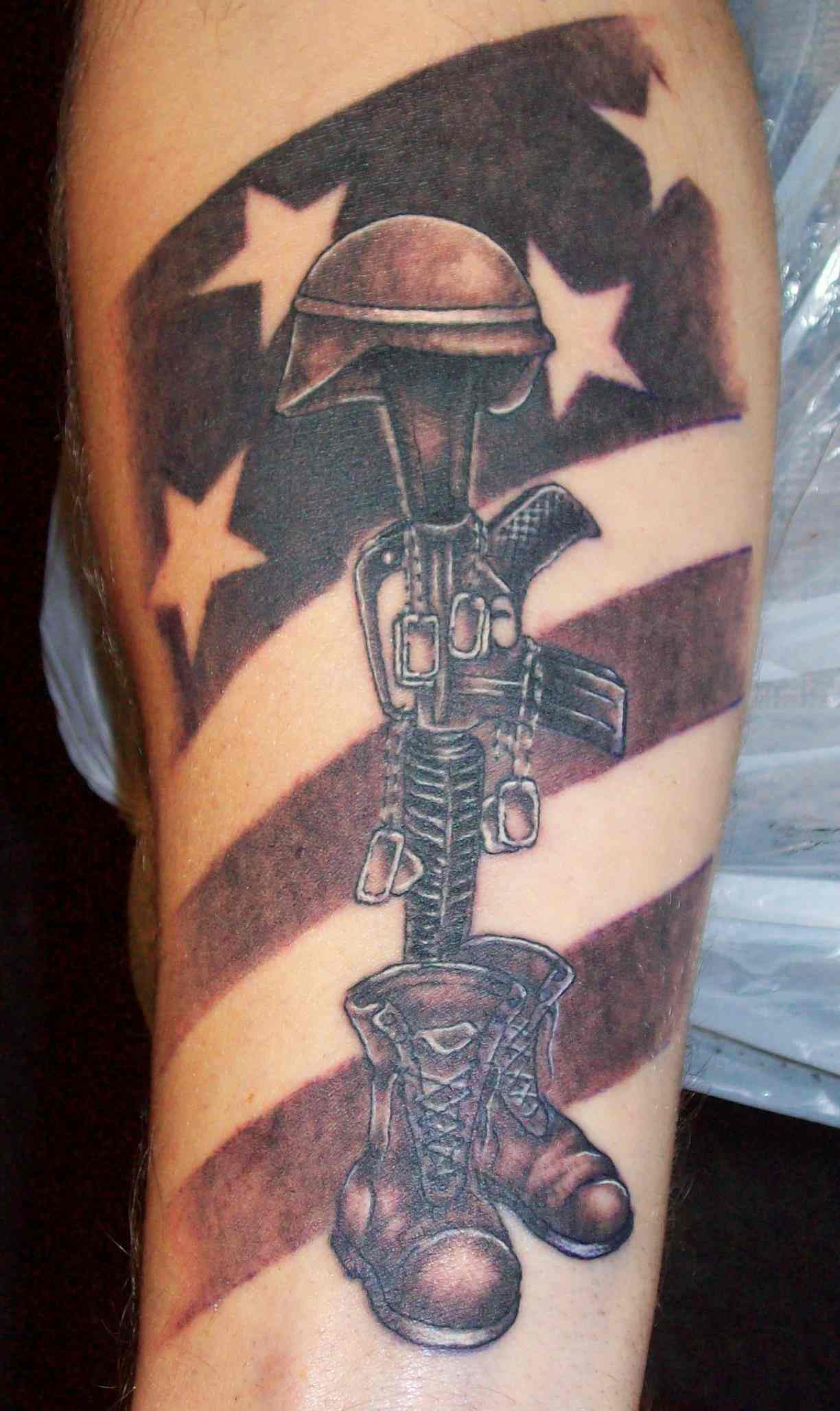 soldier gear american flag tattoo for men