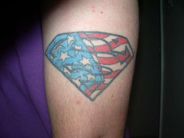 superman american flag tattoo for men