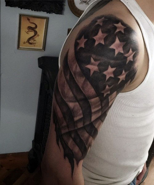 tattered american flag tattoo for men