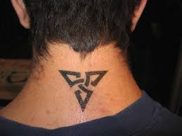 triangle neck tattoo for men