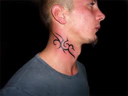 tribal neck tattoo for men