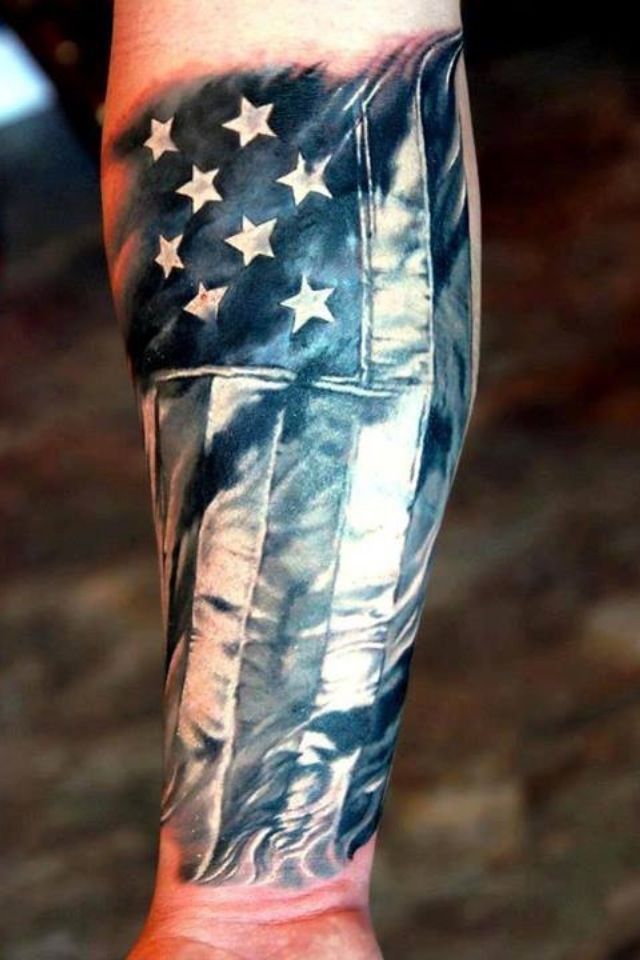two tone american flag tattoo for men
