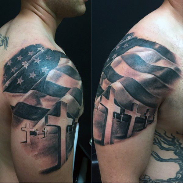 veterans american flag tattoo for men