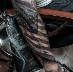 wrapped american flag tattoo for men