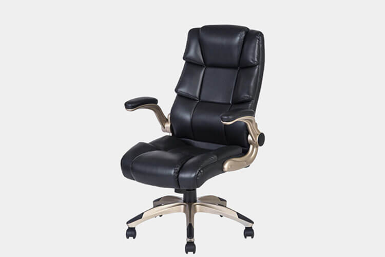 LCH Ergonomic High Back Leather Office Chair - Adjustable Padded Flip-up Arms Executive Computer Desk Chair