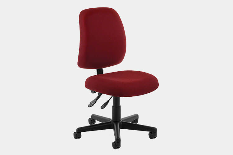 OFM Posture Series Upholstered Armless Swivel Task Chair, Wine
