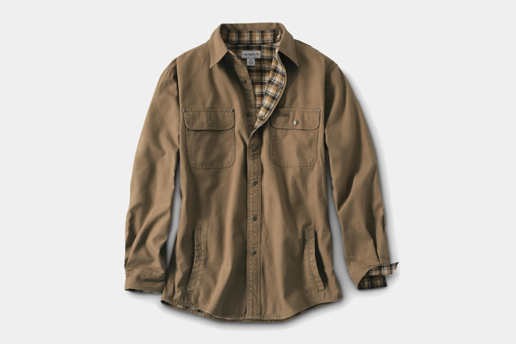 Carhartt Men’s Weathered Canvas Snap Front Shirt Jacket