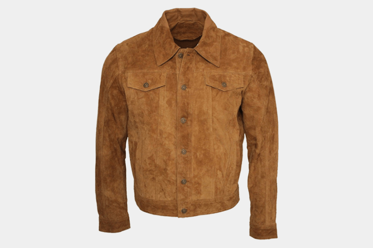 Reed’s Men’s Western Jean Style Suede Leather Shirt Jacket