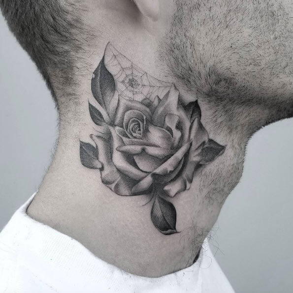 rose tattoo on neck