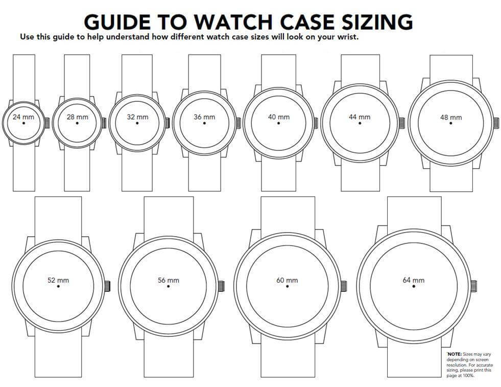 Watch Dimensions Chart