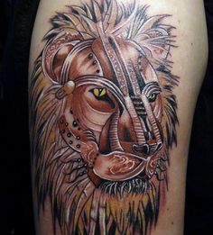 mechanical lion tattoo