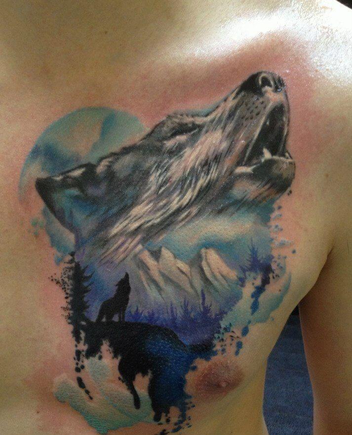 howling wolf tattoo for men