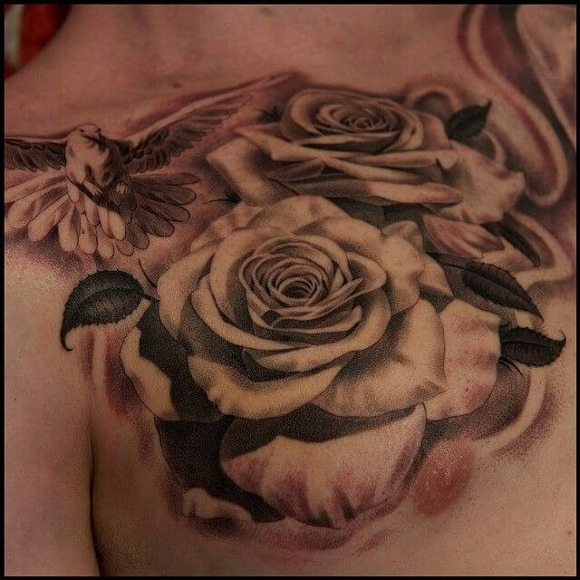 chest rose tat