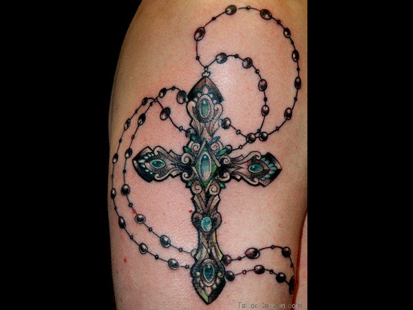 catholic cross tattoos for men on arm