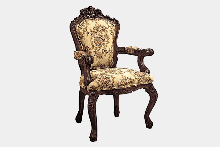 Design Toscano AF307 Carved Rocaille Fabric Arm Chair