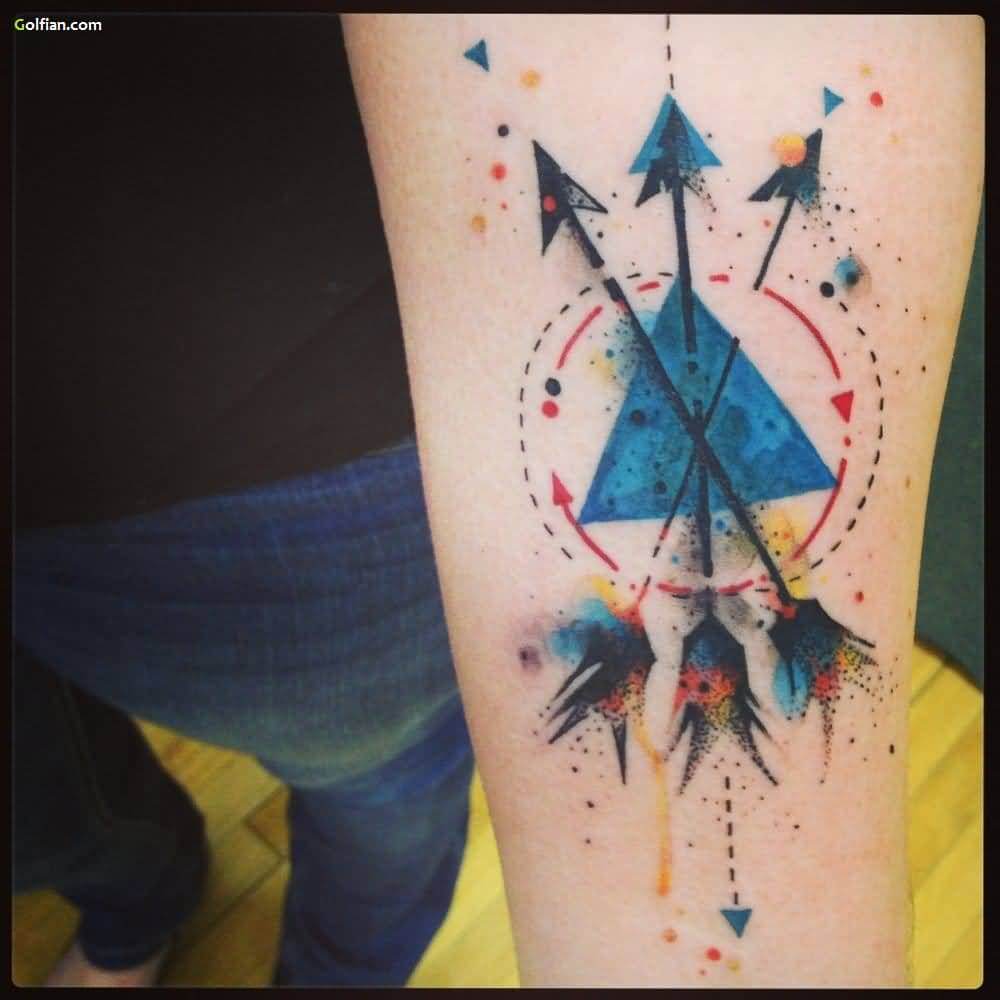 Incredible-Watercolor-Tattoo-Of-Arrow-For-Men