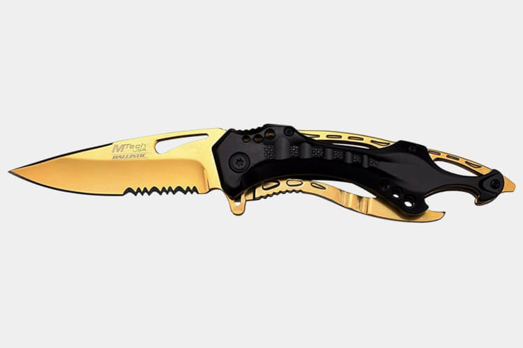Mtech Ballistic Gold pocket knife bottle opener