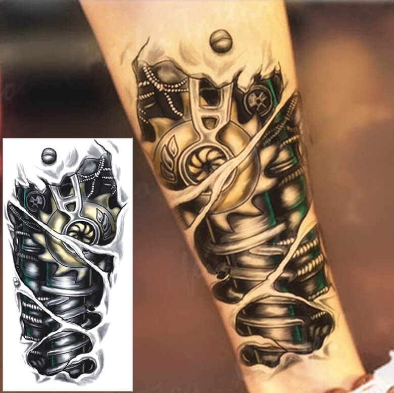 Robot-Machine-Arm-Sleeve-Flash-Tattoo