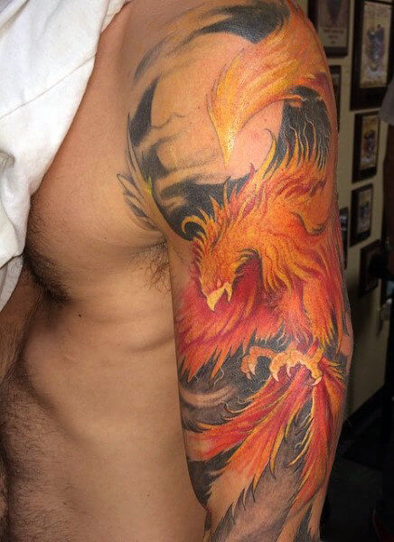 arm-flames-phoenix-bird-tattoo-for-men