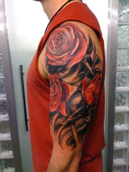 mens-half-sleeve-tattoos-rose-tattoo-sleeves